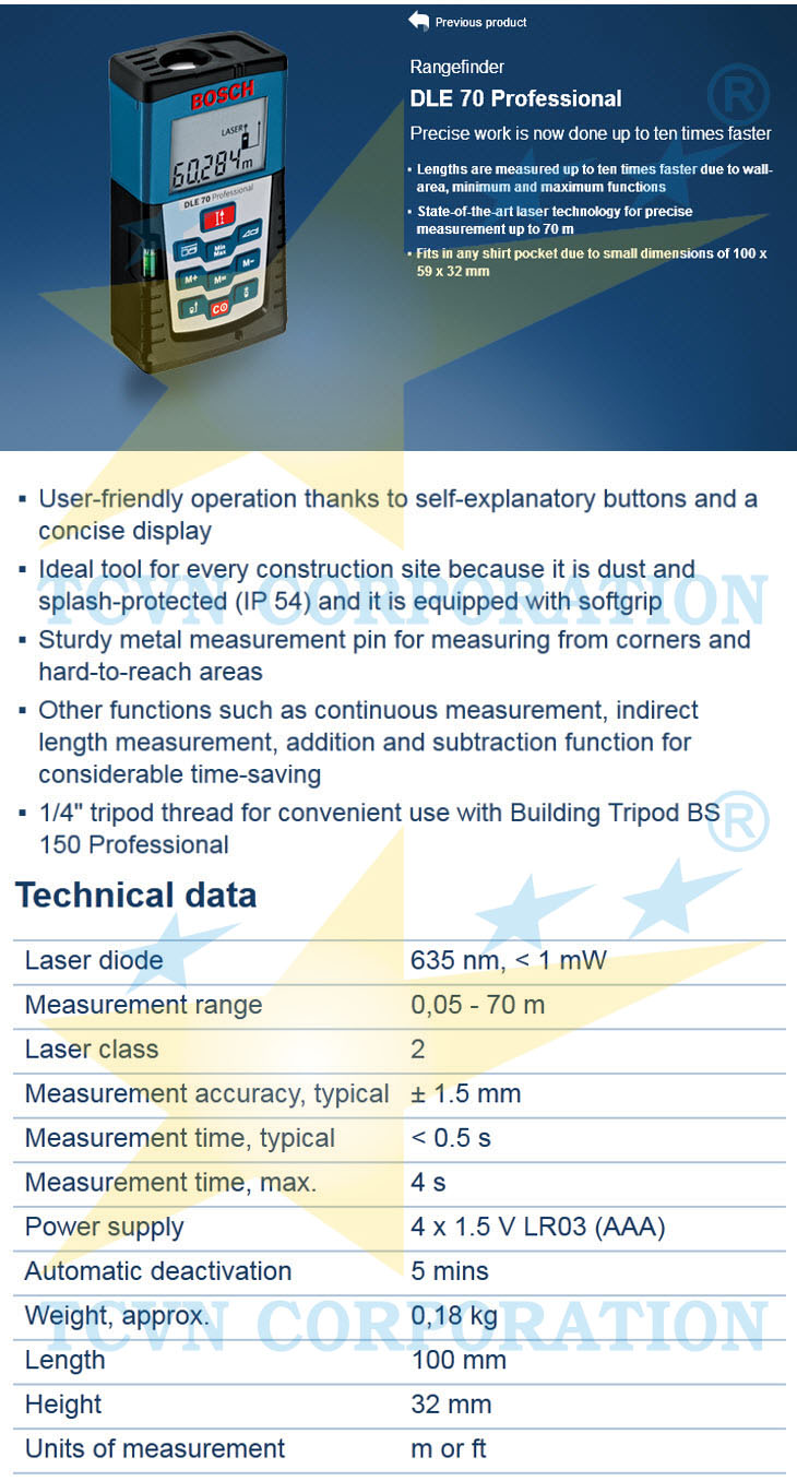 laser đo xa (distancemeter) bosch dle-70 | laser do xa distancemeter ...